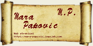 Mara Papović vizit kartica